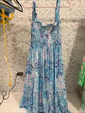 smocked maxi dresses The Everett Smocked Maxi Dress small / CornflowerBlue